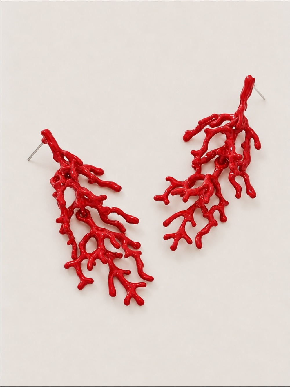 New! Red Coral Drop Earrings NWOT